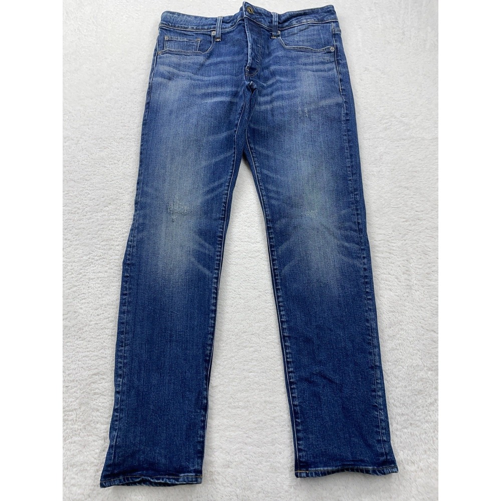 G Star Raw 3301 Slim Men's Jeans 31x32 Blue Button Fly Stretch‎